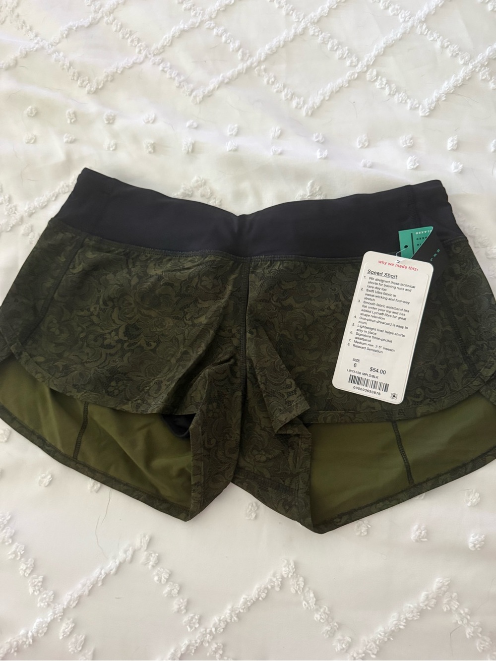 lululemon athletica Olive Green Layered Athletic Speed Shorts with Black Waist